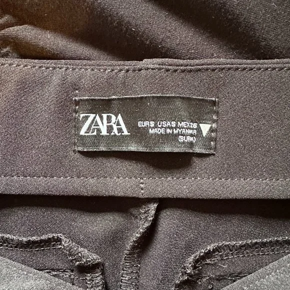 NWOT Zara Women's extra long high rise black slit flare leggings, Size S - Picture 9 of 12
